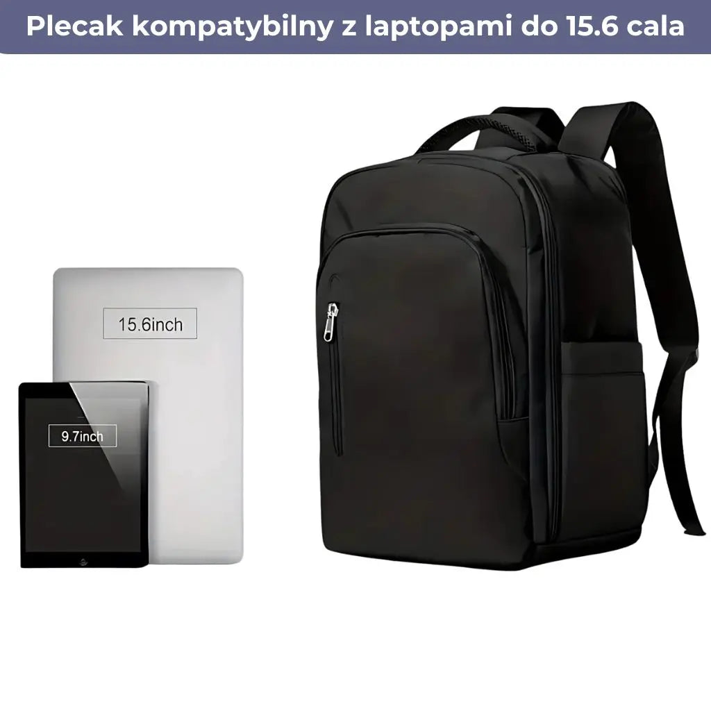Bagaż podręczny czarny 40x20x25 kompatybilny z laptopami do 15.6 cala dla Ryanair.