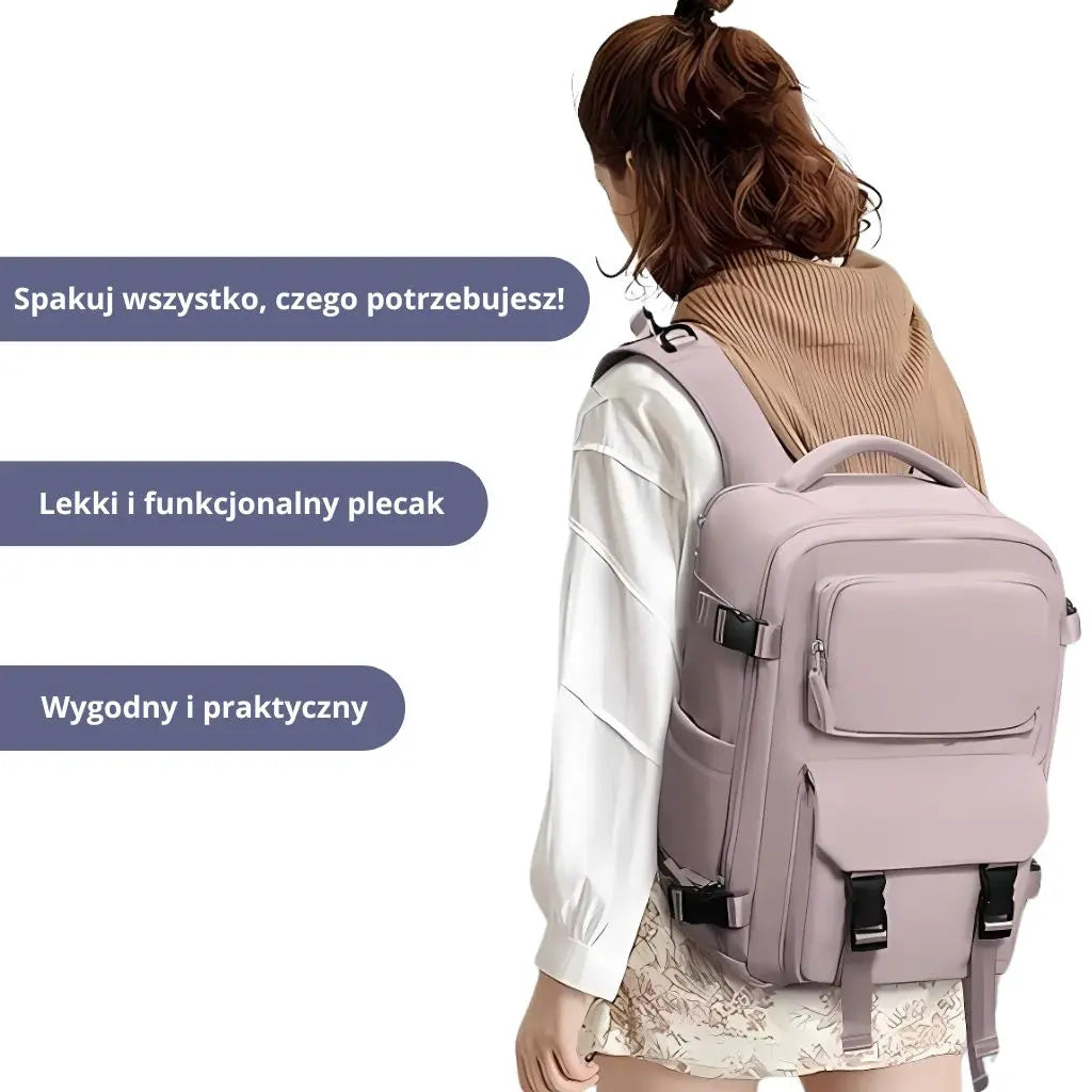 Plecak do samolotu 40x20x25 Ryanair - lekki i funkcjonalny plecak na modelce.