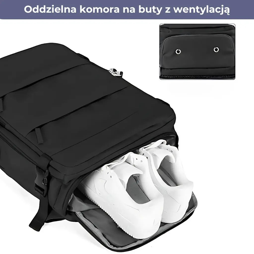 Plecak podróżny do samolotu czarny Wizz Air z komorą na buty