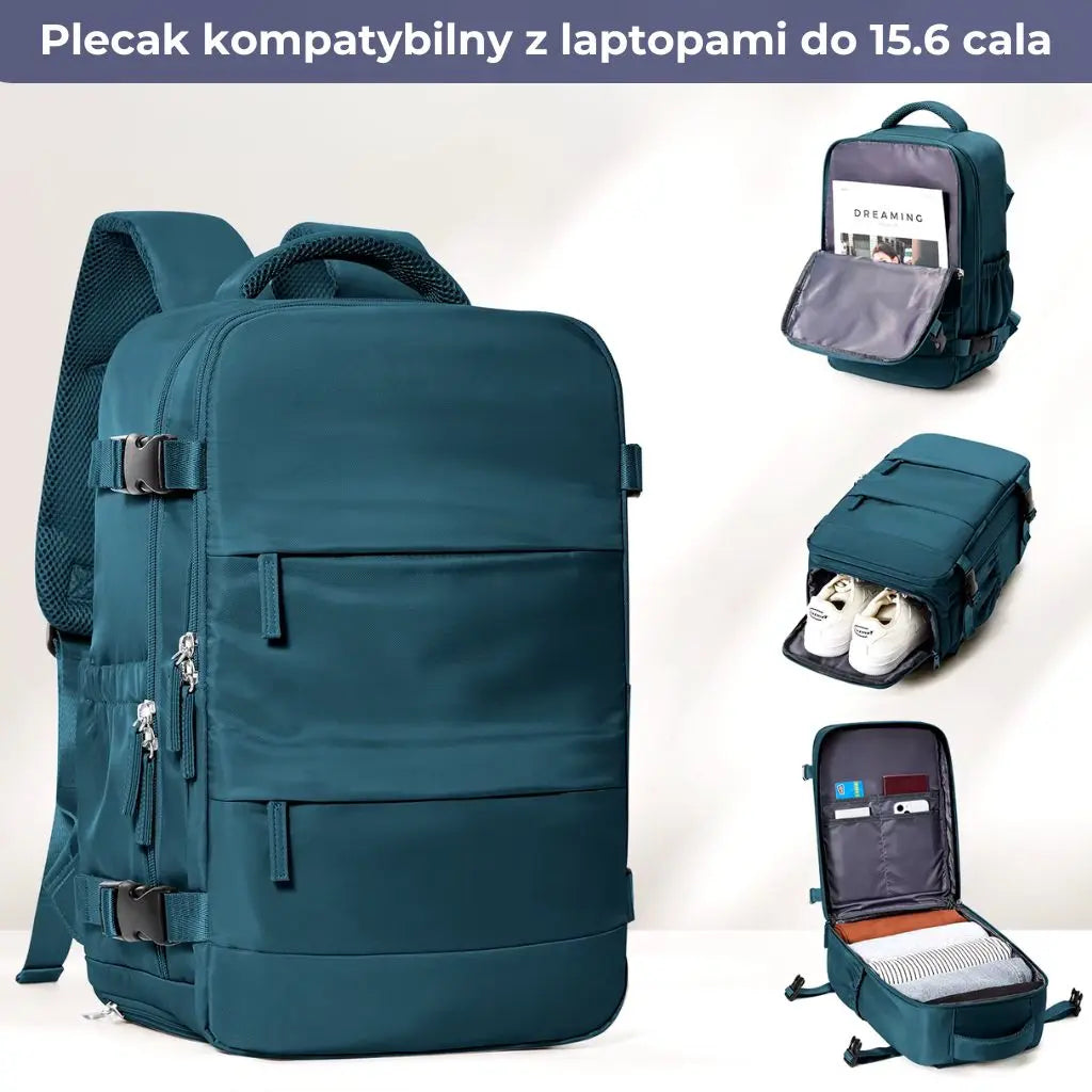 Plecak podróżny do samolotu niebieski Wizz Air kompatybilny z laptopami
