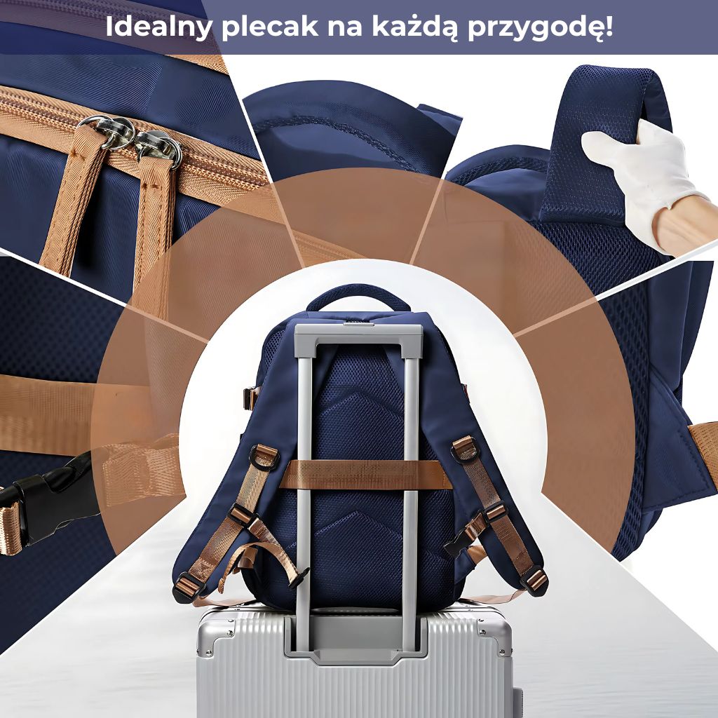 Plecak do samolotu 40x30x20 wizzair niebieski, ergonomiczny i wygodny, idealny na każdą podróż.